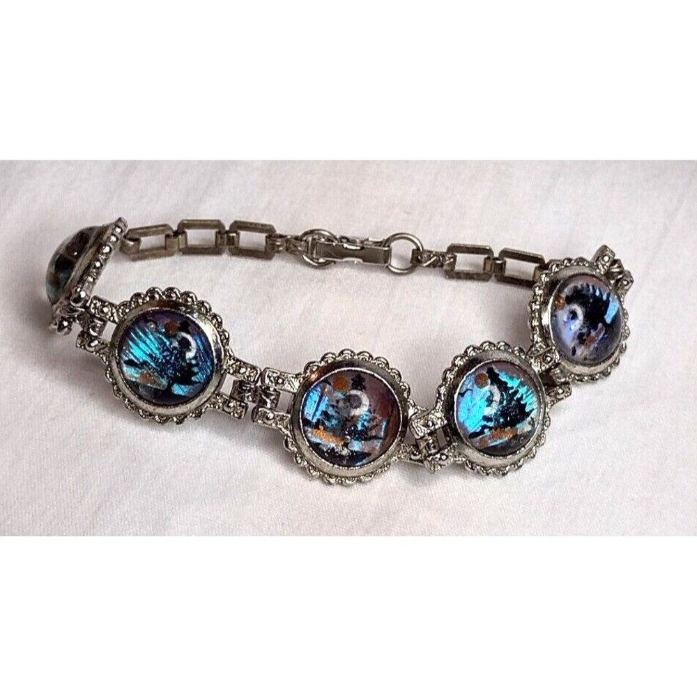 Antique Scenery Silver Butterfly wing Jewelry Bracelet
